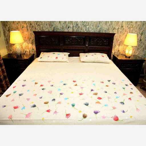 [PK6769-HM-BDC-019536] Hand Painted Bed Sheet