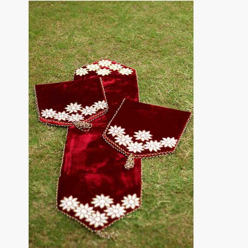 [PK0055-HM-KMA-019594] Hand Embroidered Table Runner Set