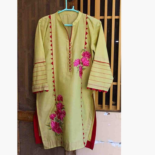 [PK6786-CK-KUR-019684] Stitched Embroidered Shirt