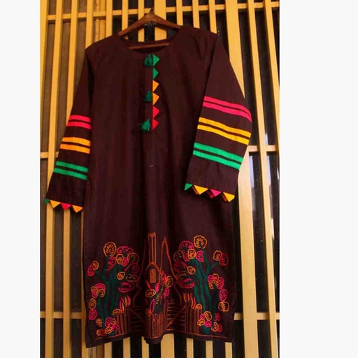 [PK6786-CK-KUR-019698] Stitched Embroidered Shirt