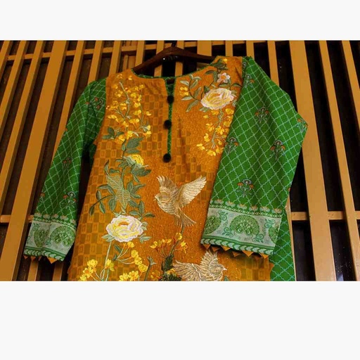 [PK6786-CK-KUR-019702] Stitched Embroidered Shirt