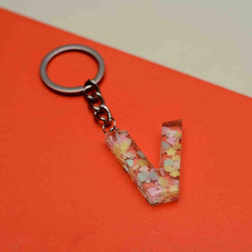 [PK6787-MR-GEN-019826] Resin art V Alphabet Keychain