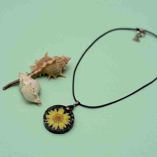 [PK6787-JW-NCK-019841] Resin Art Round Sunflower Pendent