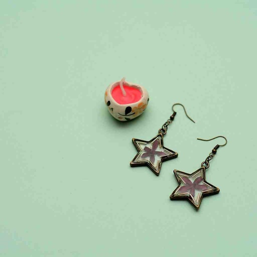 [PK6787-JW-EAR-019857] Resin Art Star Shape Earrings