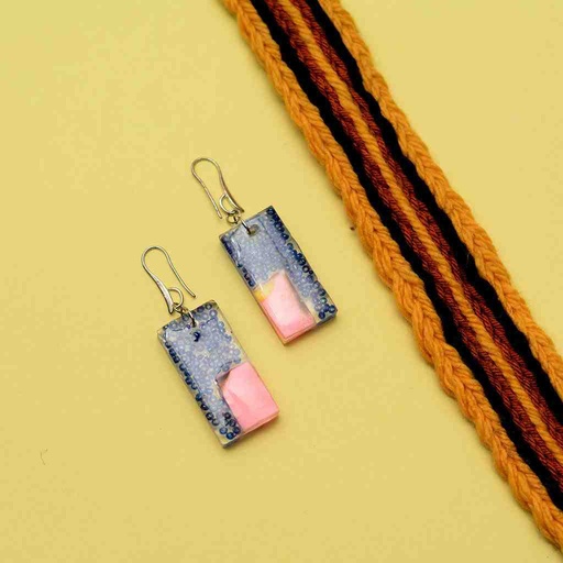 [PK6787-JW-EAR-019864] Resin Art Multi Coloured Earrings