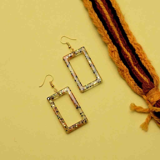 [PK6787-JW-EAR-019866] Resin Art Rectangular Earrings