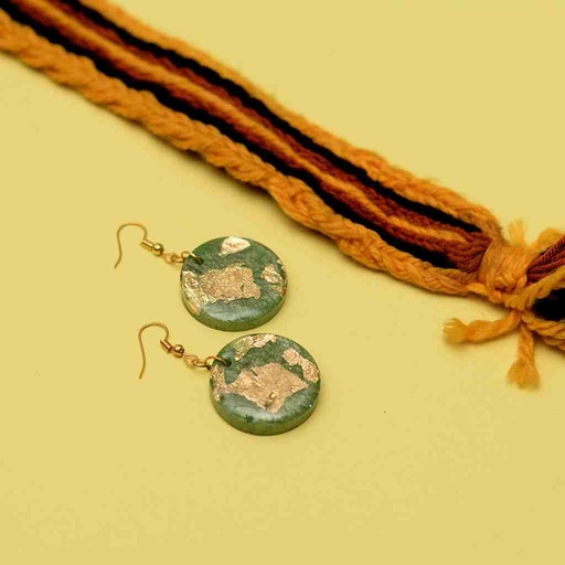 [PK6787-JW-EAR-019867] Resin Art Abstract Round Earrings