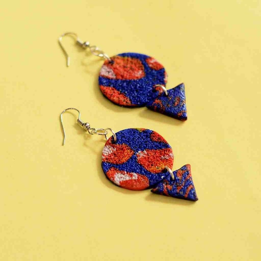 [PK6800-JW-EAR-019907] Handmade Earrings with Orange Blue Pattern