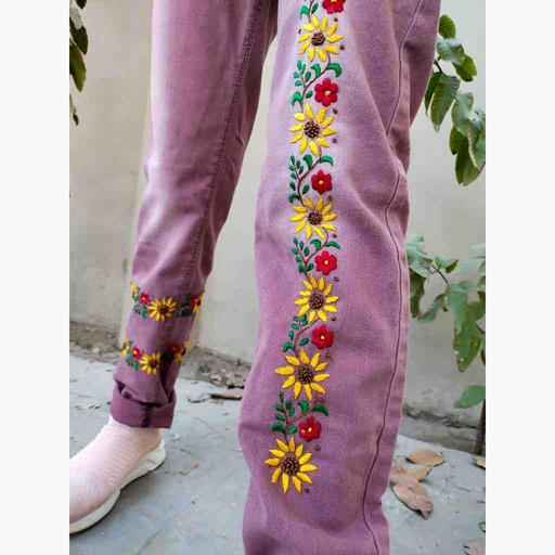 [PK6751-CW-PRT-021187] Denim Jeans with Beautiful Hand Embroidery  