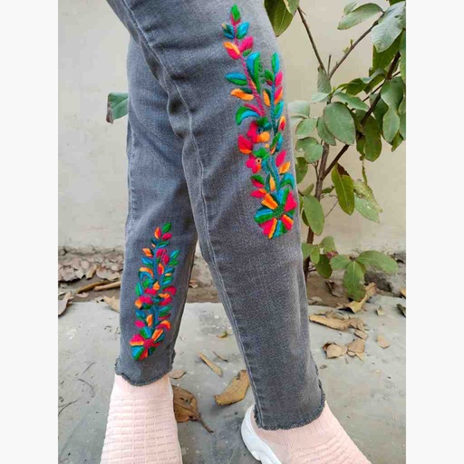 [PK6751-CW-PRT-021188] Denim Jeans with Beautiful Hand Embroidery  