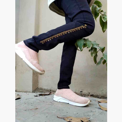 [PK6751-CW-PRT-021189] Denim Jeans with Beautiful Hand Embroidery  
