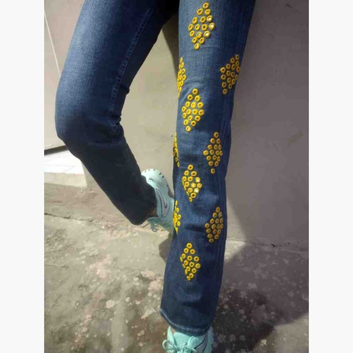 [PK6751-CW-PRT-021192] Denim Jeans with Beautiful Hand Embroidery  
