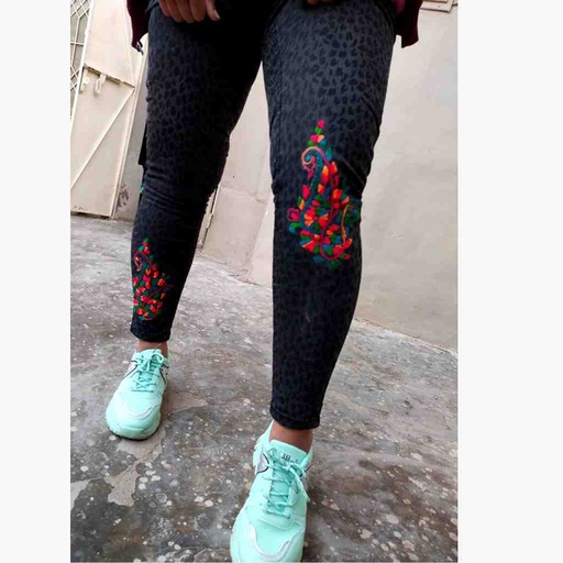 [PK6751-CW-PRT-021196] Denim Jeans with Beautiful Hand Embroidery  