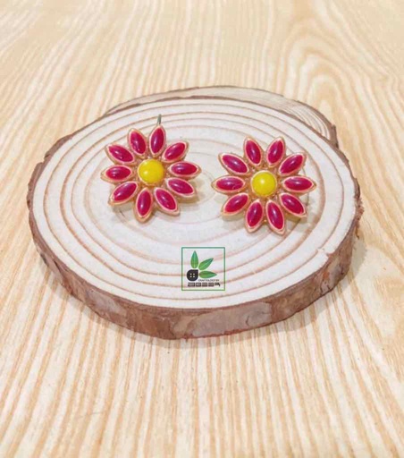 [PK3312-JW-EAR-021479] Flower Earrings Red