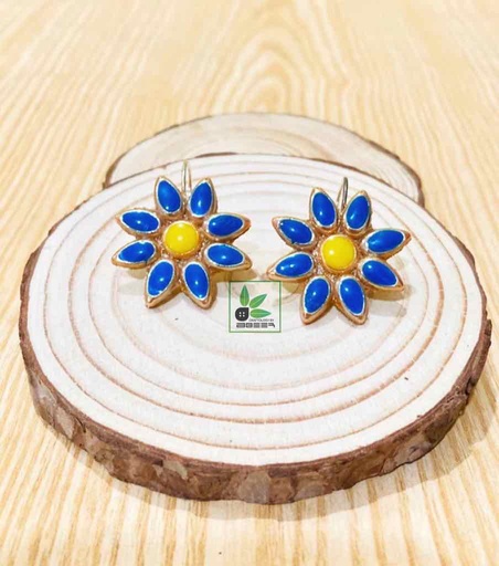 [PK3312-JW-EAR-021480] Flower Earrings Blue