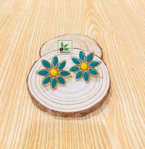 [PK3312-JW-EAR-021481] Flower Earrings Green
