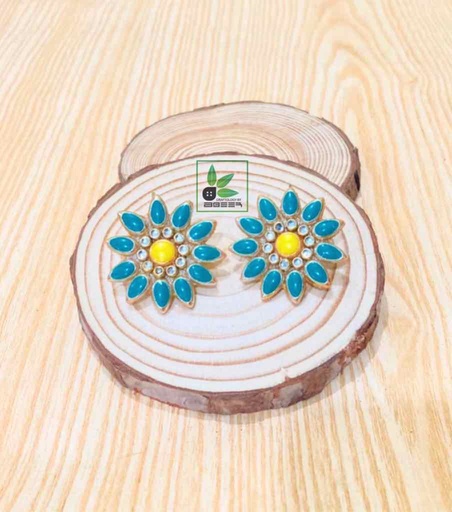 [PK3312-JW-EAR-021482] Flower Earrings Green 2