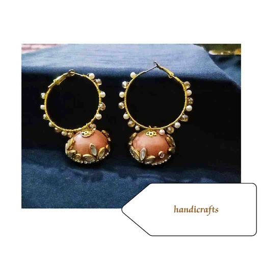 [PK7133-JW-EAR-021746] Handmade Hoops with Beautiful Pearls and Kundan