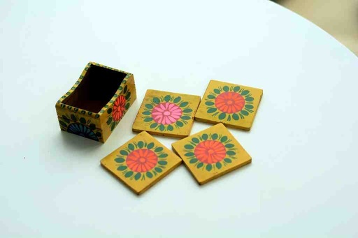 [PK6610-HM-KMA-022104] Truck Art Tea Coaster Set with Stand