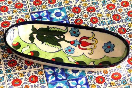 Blue Pottery Oval Tray