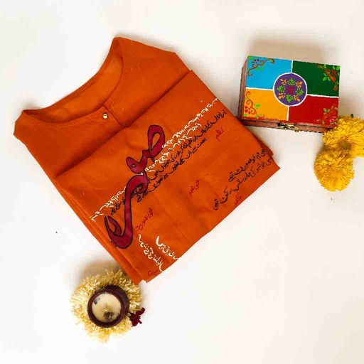 [PK7447-CW-PRT-022952] Khobsurat – Orange Stitched Shirt