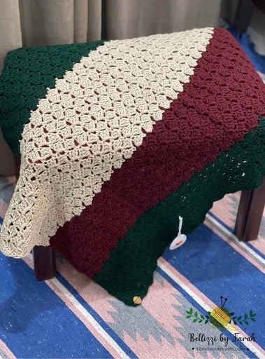 [PK6998-HM-BKT-023426] Green & Maroon Baby Stroller Blanket