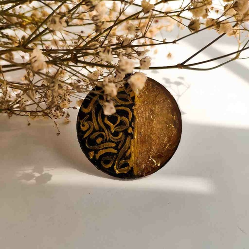 [PK7447-JW-RNG-023511] Gold Leafed Calligraphy Ring