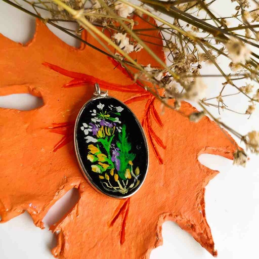 [PK7447-JW-NCK-023513] Black Leaf Pendant