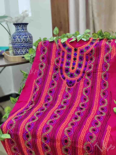 [PK7481-CW-UNS-023529] Phulkari Hand Embroidered Shirt