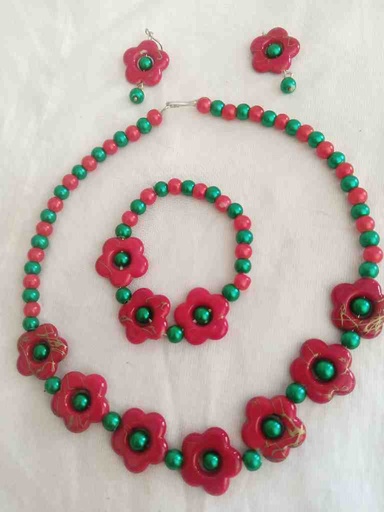 [PK7602-JW-EAR-023574] Beads Jewellery Set