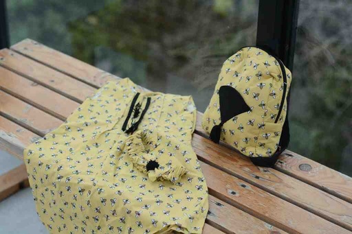 [PK7667-BG-LAP-023675] Printed Baby Frock with bag pack