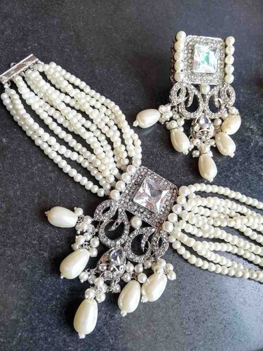 [PK3229-JW-NCK-023854] Silver Plated Choker Set
