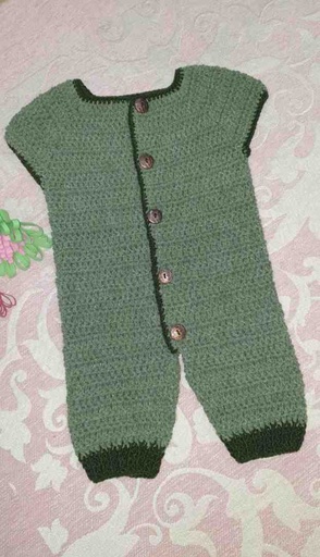 [PK7852-CK-EN-024487] Crochet Baby Romper (Size 0-3 months)
