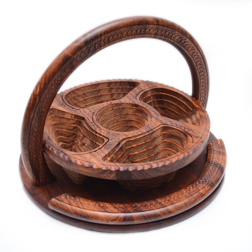 [PK0144-CF-WOO-002274] Handcrafted Wooden Collapsible Basket