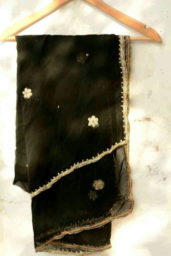 [PK7865-CW-GEN-024769] kora Work Pure Crinkle Dupatta