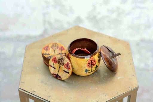 [PK7880-HM-KMA-024898] Wooden Tea Mats with Sugar Pot (6 Piece)