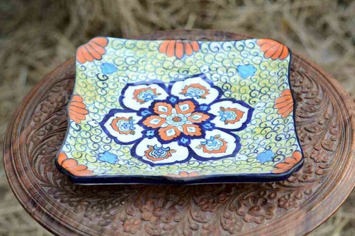 [PK0363-HM-TRY-026036] Blue Pottery Medium Dish