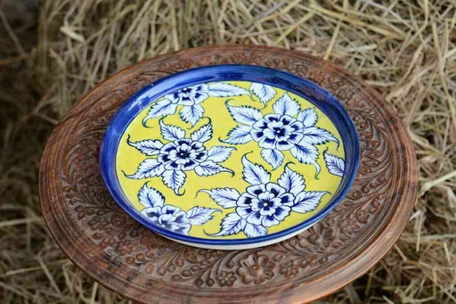[PK0363-HM-TRY-026370] Blue Pottery Pizza Tray