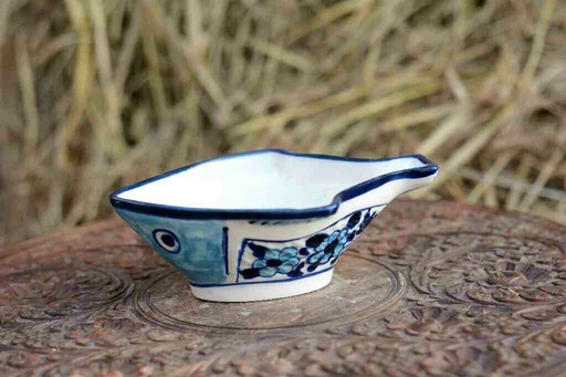 [PK0363-CF-BPO-026385] Blue Pottery Fish Design Raita Bowl