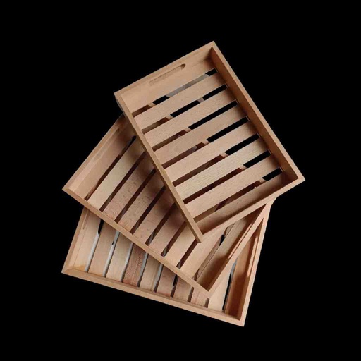 [PK7962-HM-BKT-026935] Wooden Tray (Set of 3)