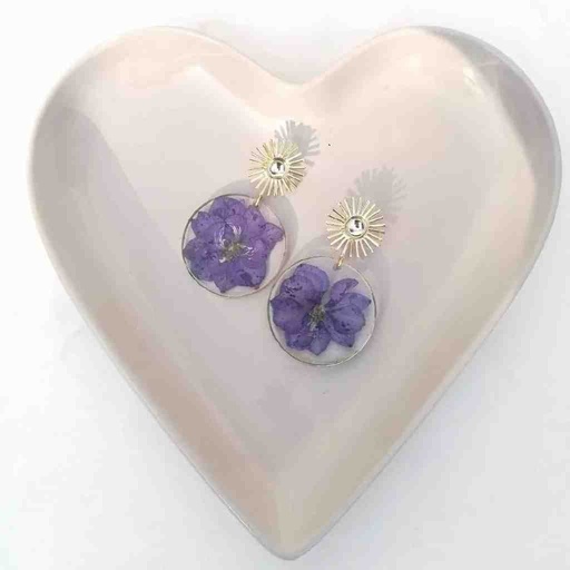 [PK4119-JW-EAR-027533] Real Flower Blue Larkspur Earrings 