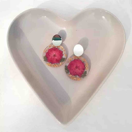 [PK4119-JW-EAR-027535] Real Flower Rose Earrings 