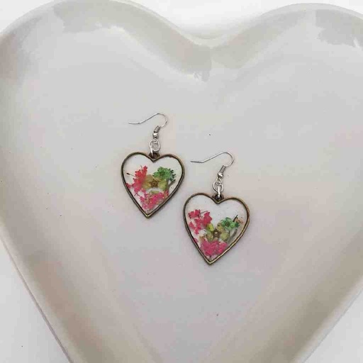 [PK4119-JW-EAR-027540] Real Flower Heart Earrings 