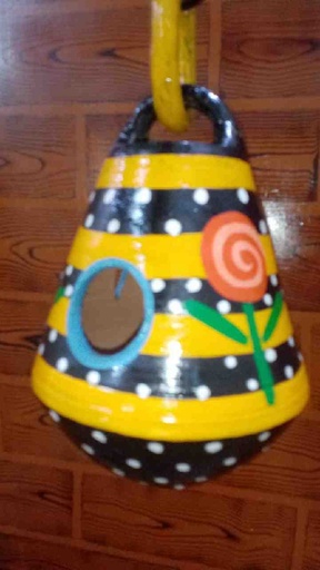 [PK8038-CF-CLY-027582] Terracotta Hand Painted Bell