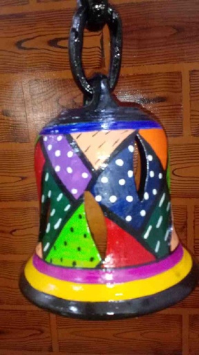 [PK8038-CF-CLY-027584] Terracotta Hand Painted Bell