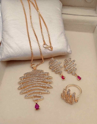 [PK6762-JW-EAR-028053] Diamond Style Locket Set