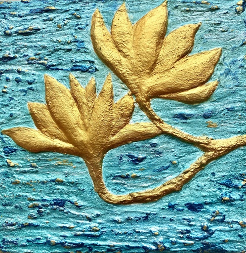[PK8392-AR-ACR-028275] Metallic Magnolia Texture Art on Canvas