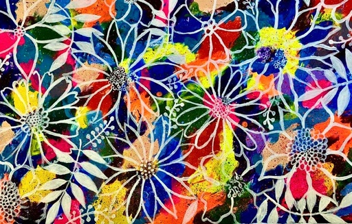 [PK8392-AR-PAI-028281] Acrylic Painted Floral Cardstock