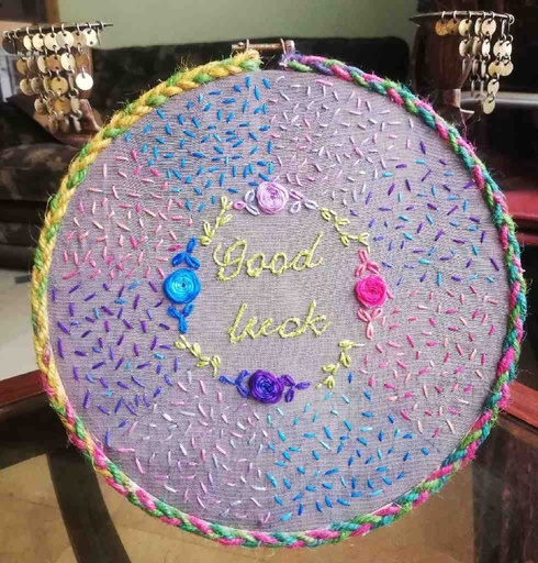 [PK4905-CF-ART-028288] Good Luck Embraided Hoop
