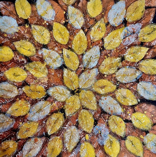 [PK8392-AR-ACR-028290] Abstract Metallic Leaf Pressed Painting
